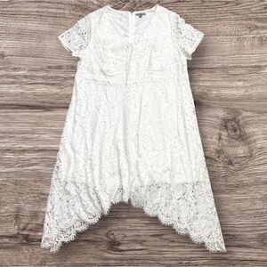 Jessica London White Lace Overlay Handkerchief Hem Dress Plus Size 26W